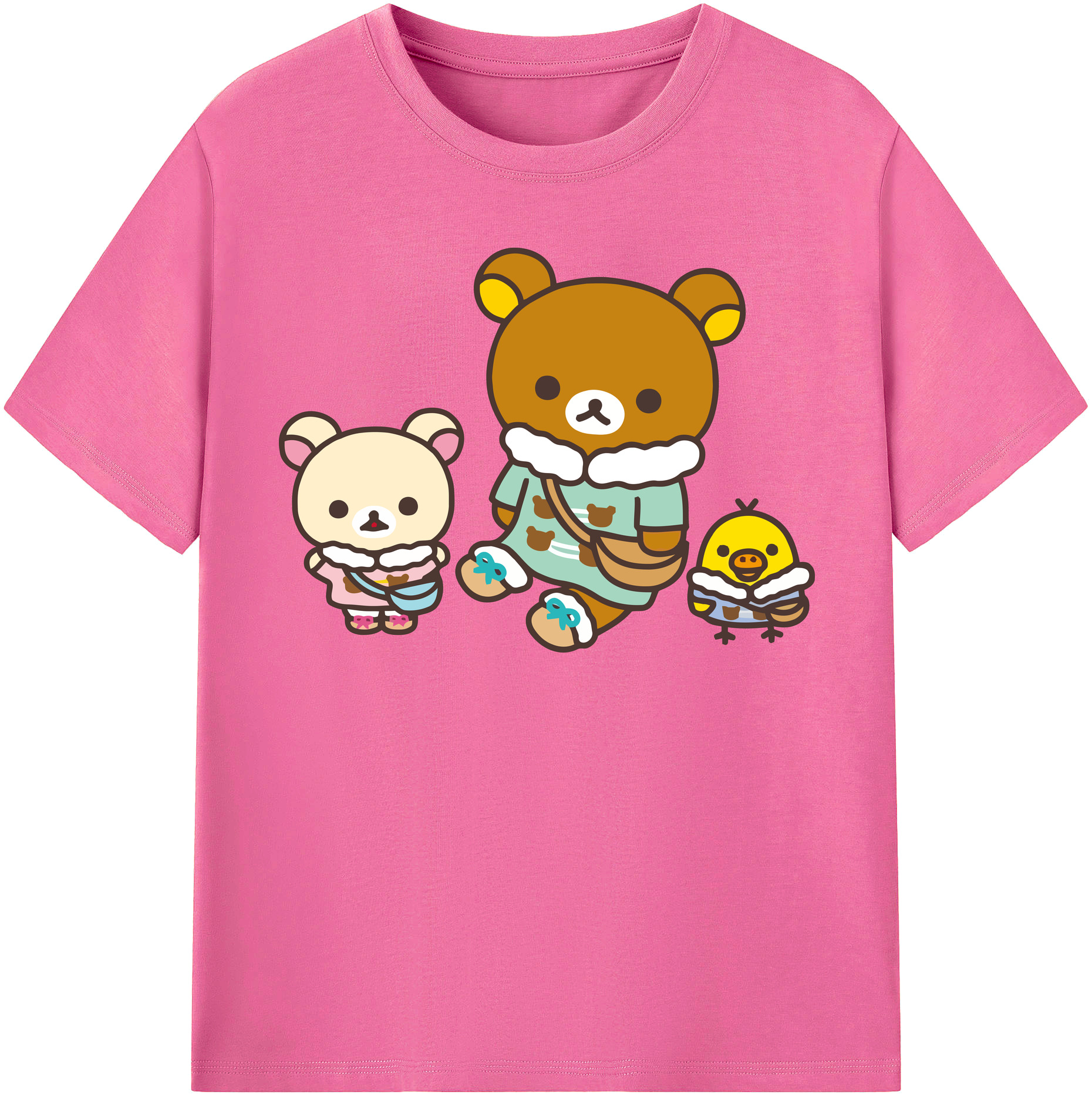 （画像用） リラックマ リラックマ キイロイトリ Rilakkuma Korilakkuma Kiiroitori レディースカジュアルプリントTシャツ（綿100％）